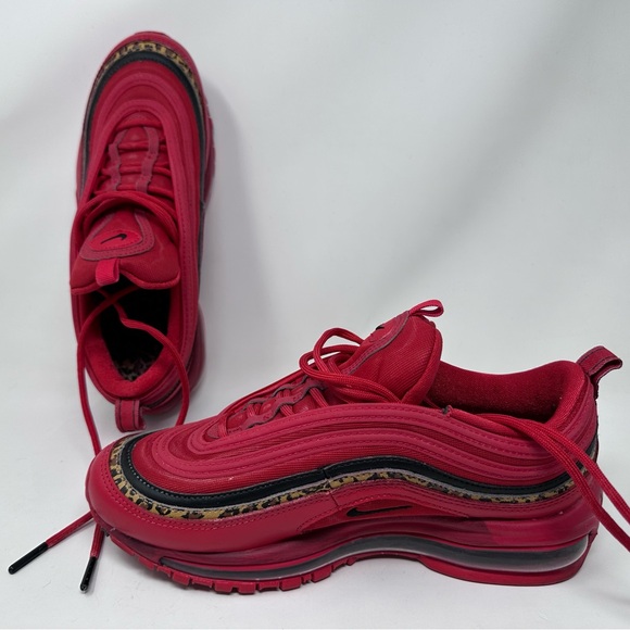 Nike Air Max 97 Red Leopard Womens Size 7.5 Athletic Shoes Sneakers - Picture 1 of 13